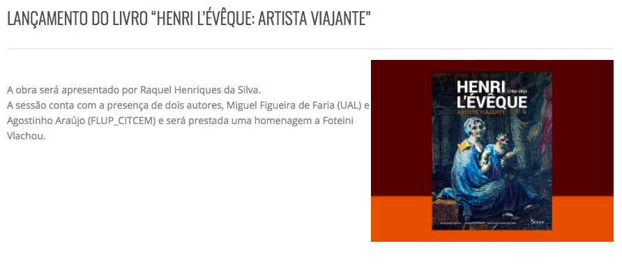 Lançamento do Livro "Henri L’Évêque: Artista Viajante" | 17 de Janeiro | Universidade Autónoma de Lisboa.