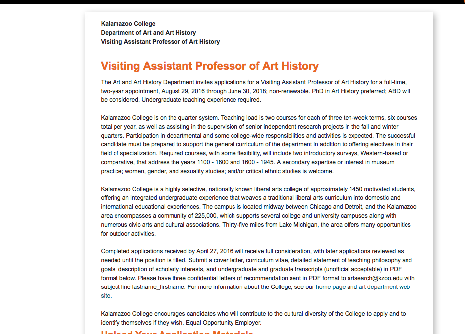 Visiting Assistant Professor of Art History | Kalamazoo College