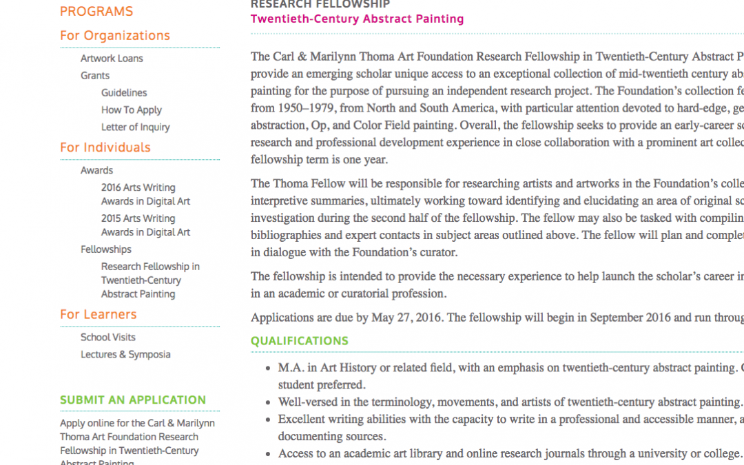 Research Fellowship in Twentieth-Century Abstract Painting | Carl & Marilynn Thoma Art Foundation